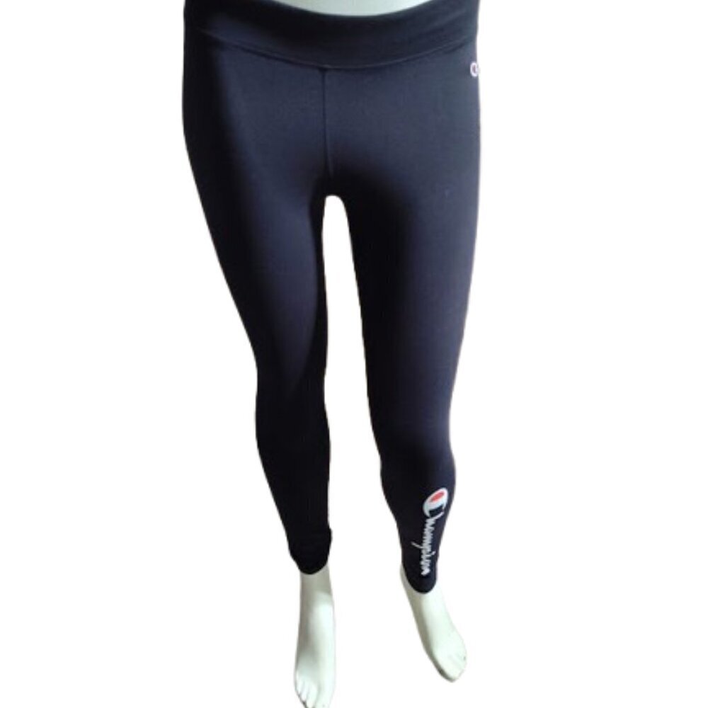 Champion Black Logo Spandex Leggings Size Large - Picture 2 of 10